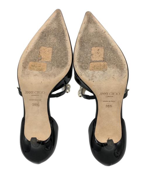 JIMMY CHOO（ジミーチュウ）JIMMY CHOO (ジミーチュウ) Aurelie パール装飾パテントヒールパンプス ブラック サイズ:38 1/2の古着・服飾アイテム