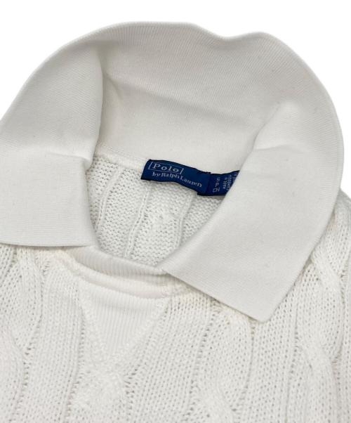 POLO RALPH LAUREN（ポロ・ラルフローレン）POLO RALPH LAUREN (ポロ・ラルフローレン) 襟付コットンケーブルニット ホワイト サイズ:Sの古着・服飾アイテム