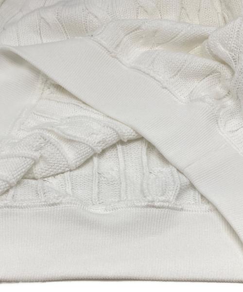 POLO RALPH LAUREN（ポロ・ラルフローレン）POLO RALPH LAUREN (ポロ・ラルフローレン) 襟付コットンケーブルニット ホワイト サイズ:Sの古着・服飾アイテム
