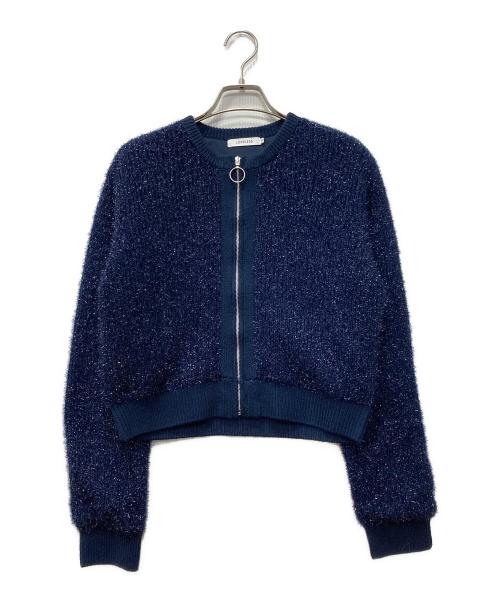 LOVELESS（ラブレス）LOVELESS (ラブレス) ラメニットブルゾン ネイビー サイズ:36の古着・服飾アイテム