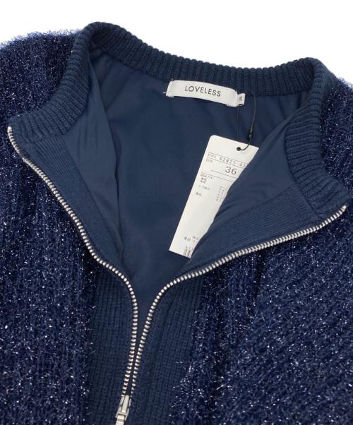 LOVELESS（ラブレス）LOVELESS (ラブレス) ラメニットブルゾン ネイビー サイズ:36の古着・服飾アイテム