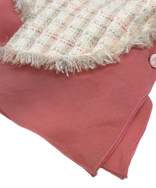 CHANEL（シャネル）CHANEL (シャネル) シルクパイピングツイードセットアップ アイボリー×ピンク サイズ:36の古着・服飾アイテム