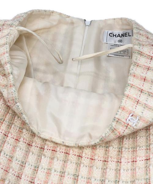 CHANEL（シャネル）CHANEL (シャネル) シルクパイピングツイードセットアップ アイボリー×ピンク サイズ:36の古着・服飾アイテム