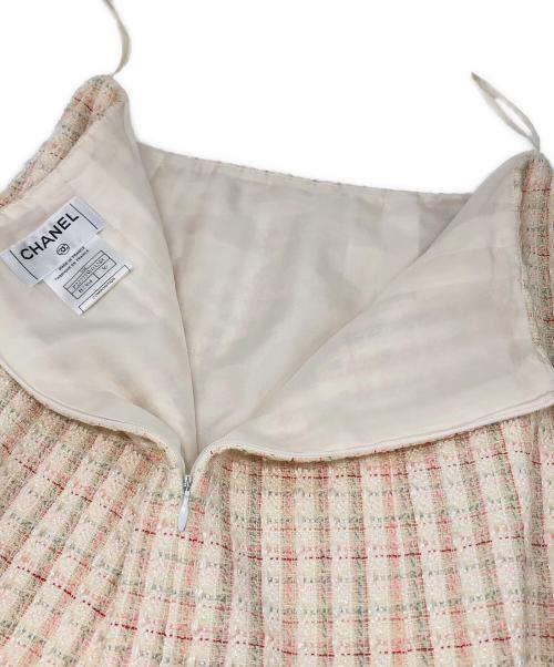 CHANEL（シャネル）CHANEL (シャネル) シルクパイピングツイードセットアップ アイボリー×ピンク サイズ:36の古着・服飾アイテム