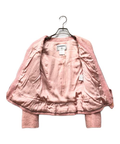 CHANEL（シャネル）CHANEL (シャネル) COCOマークロゴツイードセットアップ ピンク サイズ:36の古着・服飾アイテム