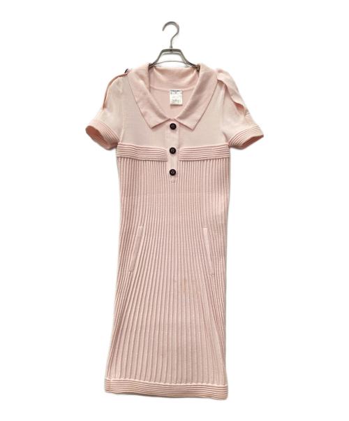 CHANEL（シャネル）CHANEL (シャネル) ココマークリブニットワンピース ピンク サイズ:36の古着・服飾アイテム