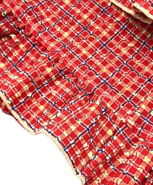 CHANEL（シャネル）CHANEL (シャネル) シアサッカーノースリーブワンピース レッド サイズ:34の古着・服飾アイテム