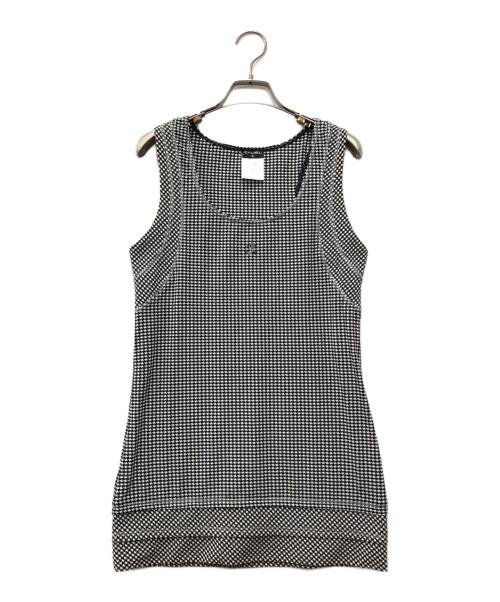 CHANEL（シャネル）CHANEL (シャネル) ハウンドトゥースココマークチュニック グレー サイズ:36の古着・服飾アイテム