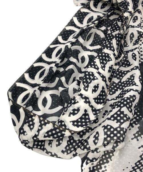 CHANEL（シャネル）CHANEL (シャネル) ライオンプリントシルクブレンドチュニック ホワイト×ブラック サイズ:36の古着・服飾アイテム