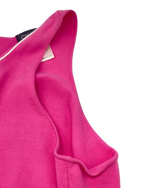CHANEL（シャネル）CHANEL (シャネル) パイピングノースリーブニットワンピース ピンク サイズ:36の古着・服飾アイテム