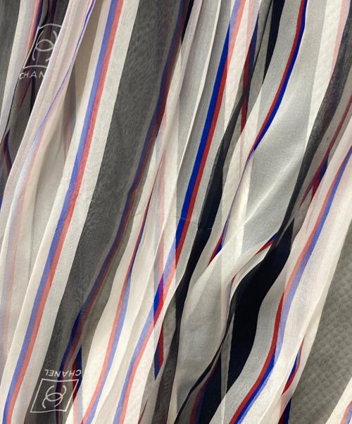 CHANEL（シャネル）CHANEL (シャネル) ストライプシルクキャミソールワンピース ホワイト×ブラック サイズ:36の古着・服飾アイテム