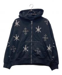 unkown×SUPPLIER（アンノウン×サプライヤー）の古着「ダガークロスラインスストーンジップパーカー」｜ブラック