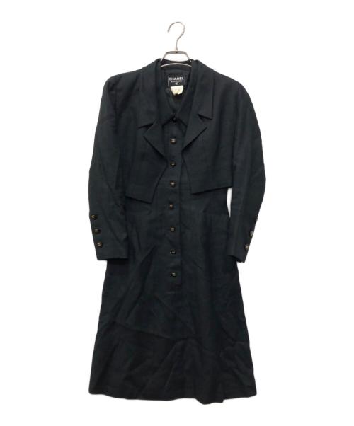 CHANEL（シャネル）CHANEL (シャネル) リネンココマークボタンセットアップ ブラック サイズ:36の古着・服飾アイテム