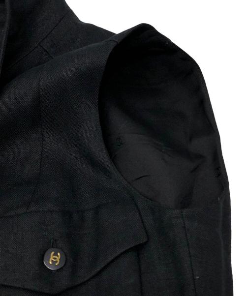 CHANEL（シャネル）CHANEL (シャネル) リネンココマークボタンセットアップ ブラック サイズ:36の古着・服飾アイテム