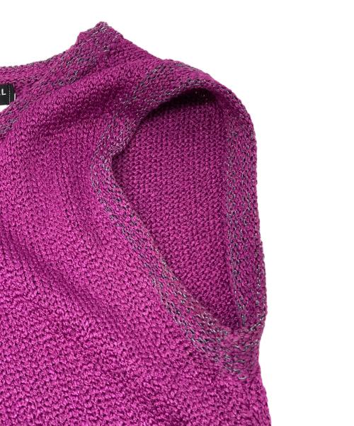 CHANEL（シャネル）CHANEL (シャネル) ココマークプレートノースリーブニットワンピース パープル サイズ:34の古着・服飾アイテム