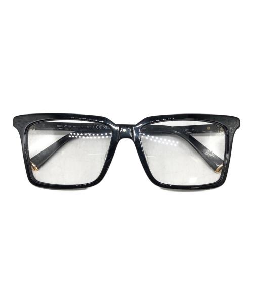 MIU MIU（ミュウミュウ）MIU MIU (ミュウミュウ) サイドロゴスクエアフレーム眼鏡 ブラック サイズ:55□16の古着・服飾アイテム