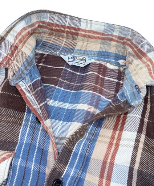 FIVE BROTHER（ファイブブラザー）FIVE BROTHER (ファイブブラザー) チェックネルシャツ ベージュ×グレー サイズ:3XLの古着・服飾アイテム