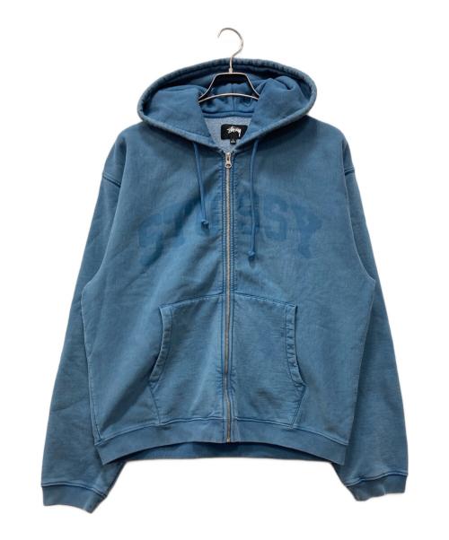 stussy（ステューシー）stussy (ステューシー) ZIP HOODIE FADED GRAPHIC ブルー サイズ:Lの古着・服飾アイテム