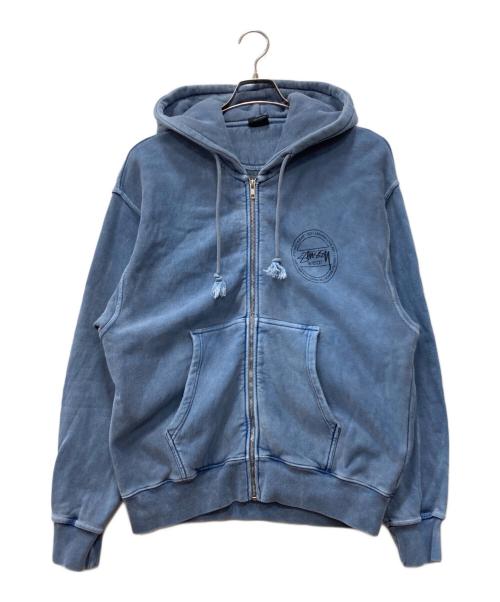 stussy（ステューシー）stussy (ステューシー) WEAR ZIP HOODIE PIGMENT DYED ブルー サイズ:Lの古着・服飾アイテム