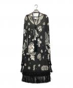 CHANELシャネル）の古着「フラワーフリンジドレス」｜ブラック