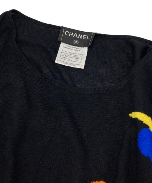 CHANEL（シャネル）CHANEL (シャネル) シルク混クローバー柄ニットセットアップ ブラック サイズ:38の古着・服飾アイテム