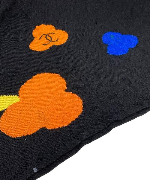 CHANEL（シャネル）CHANEL (シャネル) シルク混クローバー柄ニットセットアップ ブラック サイズ:38の古着・服飾アイテム
