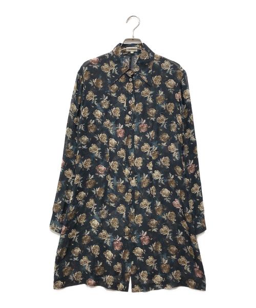 DRISE VAN NOTEN（ドリスヴァンノッテン）DRISE VAN NOTEN (ドリスヴァンノッテン) 花柄シルクシャツワンピース ネイビー サイズ:38の古着・服飾アイテム