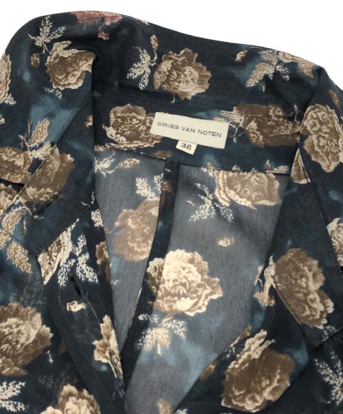 DRISE VAN NOTEN（ドリスヴァンノッテン）DRISE VAN NOTEN (ドリスヴァンノッテン) 花柄シルクシャツワンピース ネイビー サイズ:38の古着・服飾アイテム