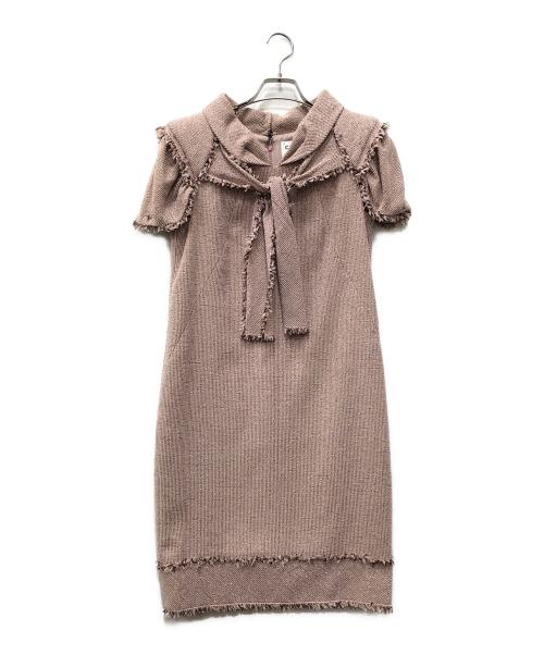 CHANEL（シャネル）CHANEL (シャネル) ラメツイードフレンチスリーブワンピース ピンク サイズ:36の古着・服飾アイテム