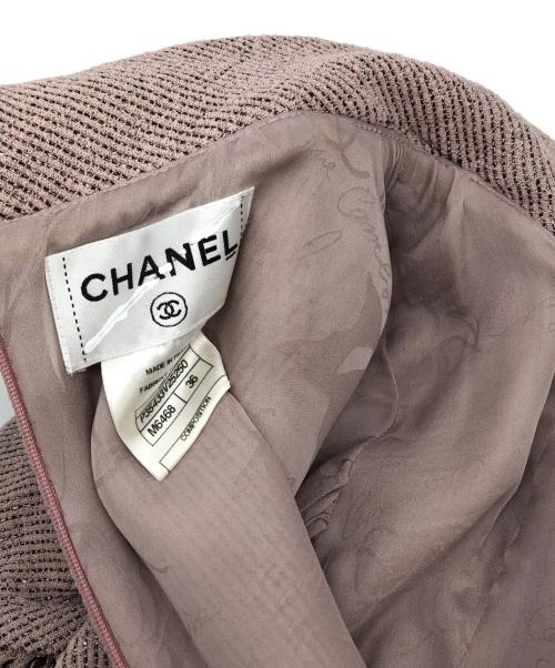 CHANEL（シャネル）CHANEL (シャネル) ラメツイードフレンチスリーブワンピース ピンク サイズ:36の古着・服飾アイテム