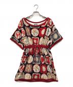 CHANELシャネル）の古着「ココマーク総柄パイルワンピース」｜レッド×グレー