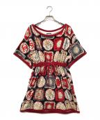 CHANELシャネル）の古着「ココマーク総柄パイルワンピース」｜レッド×グレー