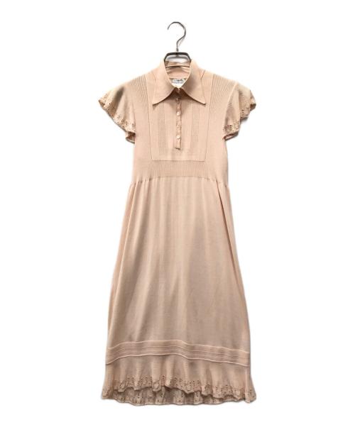 CHANEL（シャネル）CHANEL (シャネル) フレンチスリーブニットワンピース ピンク サイズ:38の古着・服飾アイテム