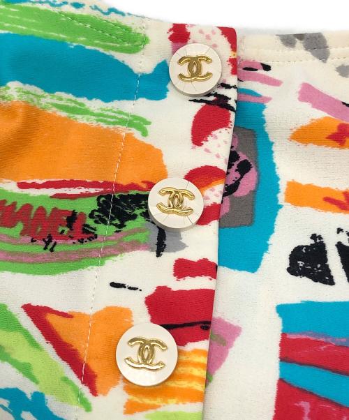 CHANEL（シャネル）CHANEL (シャネル) マイヨ ココマークボタン 総柄ノースリーブワンピース マルチカラー サイズ:38の古着・服飾アイテム