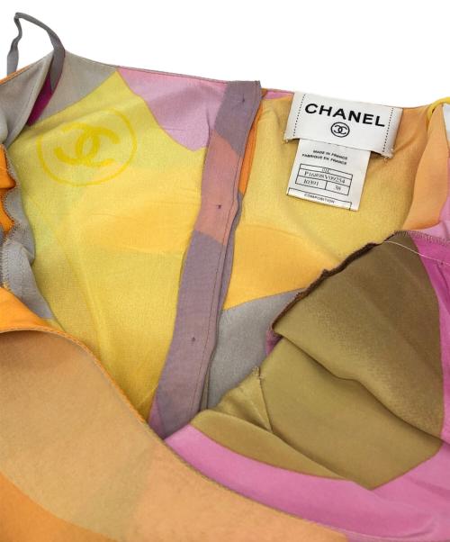 CHANEL（シャネル）CHANEL (シャネル) 総柄シルクキャミソールワンピース マルチカラー サイズ:38の古着・服飾アイテム