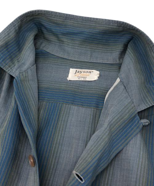 jayson（ジェイソン）Jayson (ジェイソン) オープンカラーS/Sストライプシャツ ブルー サイズ:Lの古着・服飾アイテム