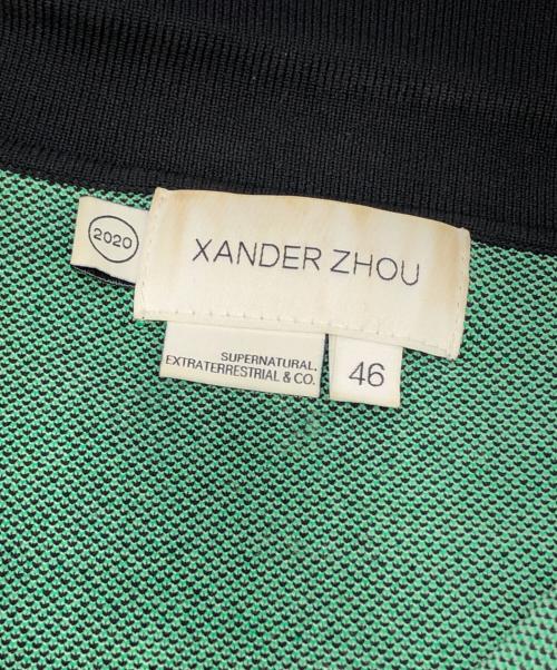 XANDER ZHOU（ザンダーゾウ）XANDER ZHOU (ザンダーゾウ) ポロカラーニット ブラック×グリーン サイズ:46の古着・服飾アイテム