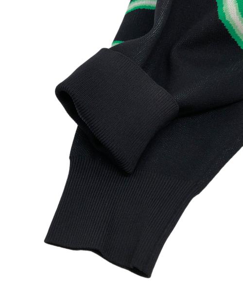 XANDER ZHOU（ザンダーゾウ）XANDER ZHOU (ザンダーゾウ) ポロカラーニット ブラック×グリーン サイズ:46の古着・服飾アイテム