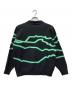 XANDER ZHOU (ザンダーゾウ) ポロカラーニット ブラック×グリーン サイズ:46：12000円