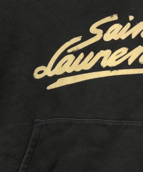 Saint Laurent Paris（サンローランパリ）Saint Laurent Paris (サンローランパリ) ロゴプリントプルオーバーパーカー ブラック サイズ:Lの古着・服飾アイテム