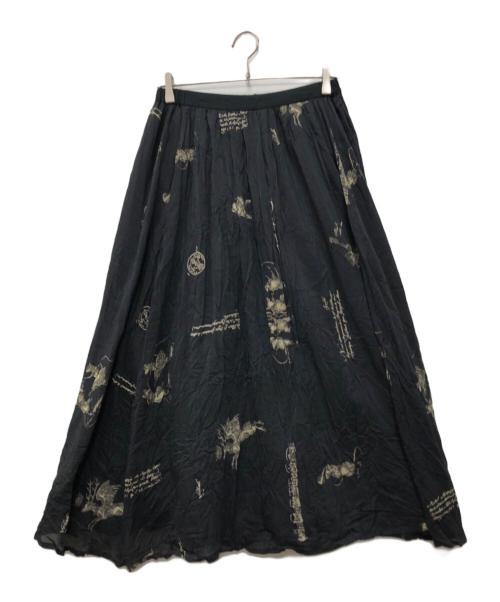pas de calais（パドカレ）pas de calais (パドカレ) animal concertプリント スカート ネイビー サイズ:36の古着・服飾アイテム