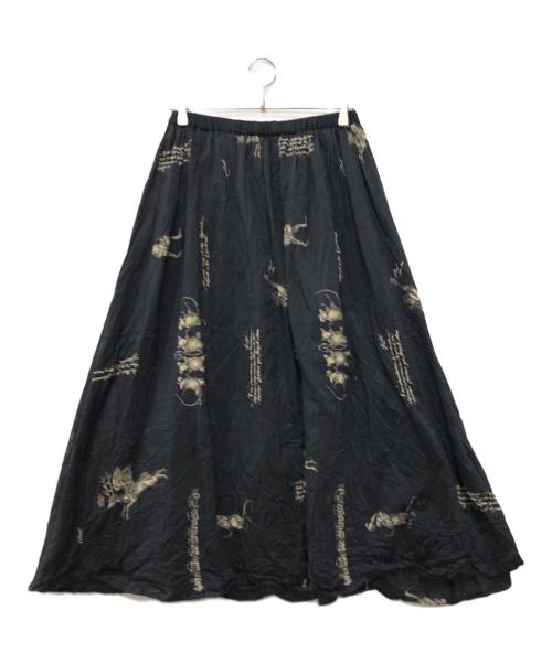 pas de calais（パドカレ）pas de calais (パドカレ) animal concertプリント スカート ネイビー サイズ:36の古着・服飾アイテム