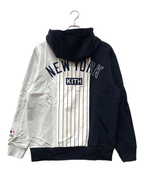KITH（キス）KITH (キス) MLB (エムエルビー) ヤンキース プルオーバーパーカー ネイビー×グレー サイズ:Mの古着・服飾アイテム