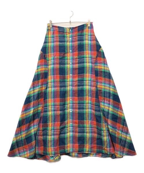 POLO RALPH LAUREN（ポロ・ラルフローレン）POLO RALPH LAUREN (ポロ・ラルフローレン) マドラスチェックリネンスカート マルチカラー サイズ:00の古着・服飾アイテム
