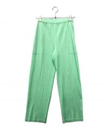 PLEATS PLEASE（プリーツプリーズ）の古着「プリーツパンツ」｜黄緑