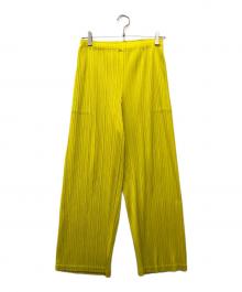 PLEATS PLEASE（プリーツプリーズ）の古着「プリーツパンツ」｜イエロー