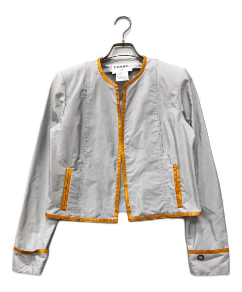 CHANEL（シャネル）CHANEL (シャネル) ノーカラーナイロンジャケット グレー サイズ:38の古着・服飾アイテム