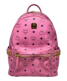MCM（エムシーエム）の古着「モノグラム スタッズバックパック」｜ピンク