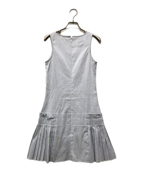 CHANEL（シャネル）CHANEL (シャネル) ノースリーブフリルストライプワンピース ブルー サイズ:36の古着・服飾アイテム