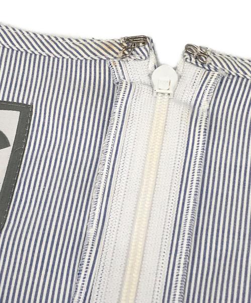 CHANEL（シャネル）CHANEL (シャネル) ノースリーブフリルストライプワンピース ブルー サイズ:36の古着・服飾アイテム